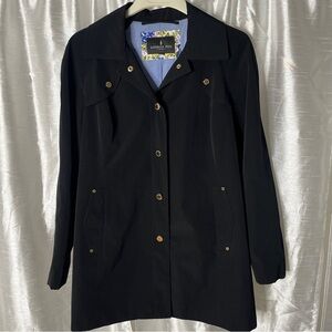 London Fog Trench Coat XL Black Rain Coat Preppy Posh Utility Minimalist Chic